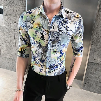 Floral Print Casual Short Sleeve Shirt Men Slim Fit Streetwear Blouse Summer Nightclub Party Singer Stage Shirts Chemise Homme
Floral Print Casual Short Sleeve Shirt Men Slim Fit Streetwear Blouse Summer Nightclub Party Singer Stage Shirts Chemise Homme
