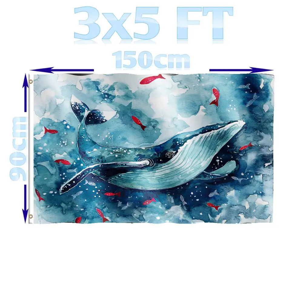 BENFACTORY Store 3x5 Ft Blue Whale Water Color Painting Flag Single Layer 100D Polyester Brass Grommets
BENFACTORY Store 3x5 Ft Blue Whale Water Color Painting Flag Single Layer 100D Polyester Brass Grommets