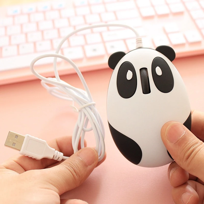 Проводная мини мышь CHYI с изображением аниме панды оптическая USB эргономичная 1600