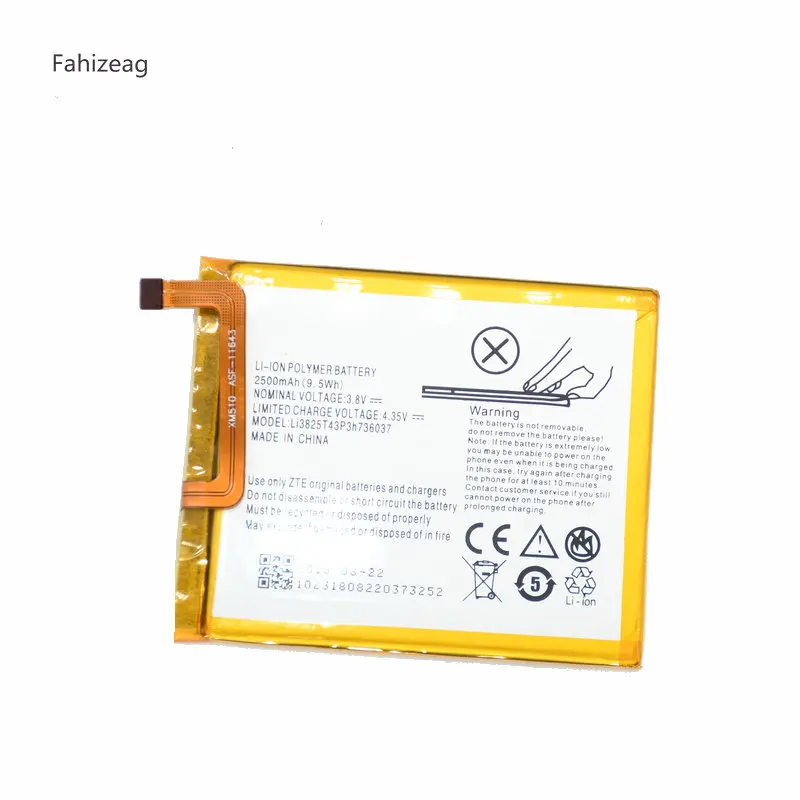 fahizeag 2500mAh Li3825T43P3h736037 Battery For ZTE BV0720 / For ZTE Blade A2 / For ZTE Blade V7 Lite Dual SIM MObile phone
fahizeag 2500mAh Li3825T43P3h736037 Battery For ZTE BV0720 / For ZTE Blade A2 / For ZTE Blade V7 Lite Dual SIM MObile phone