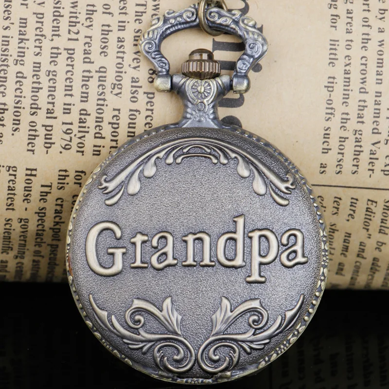 Винтажные кварцевые карманные часы-Дедушка в стиле ретро с цепочкой и бронзовым