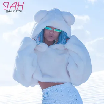 IAMHOTTY Faux Fur Teddy Winter Womens Sweatshirts Pullover Bear Ears Hooded Shaggy White Hoodie Warm Soft Solid Crop Sweatshirt 
IAMHOTTY Faux Fur Teddy Winter Womens Sweatshirts Pullover Bear Ears Hooded Shaggy White Hoodie Warm Soft Solid Crop Sweatshirt