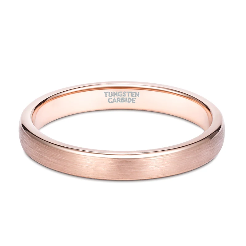 Женское кольцо Somen розовое золото обручальное из вольфрамового сплава 3 мм