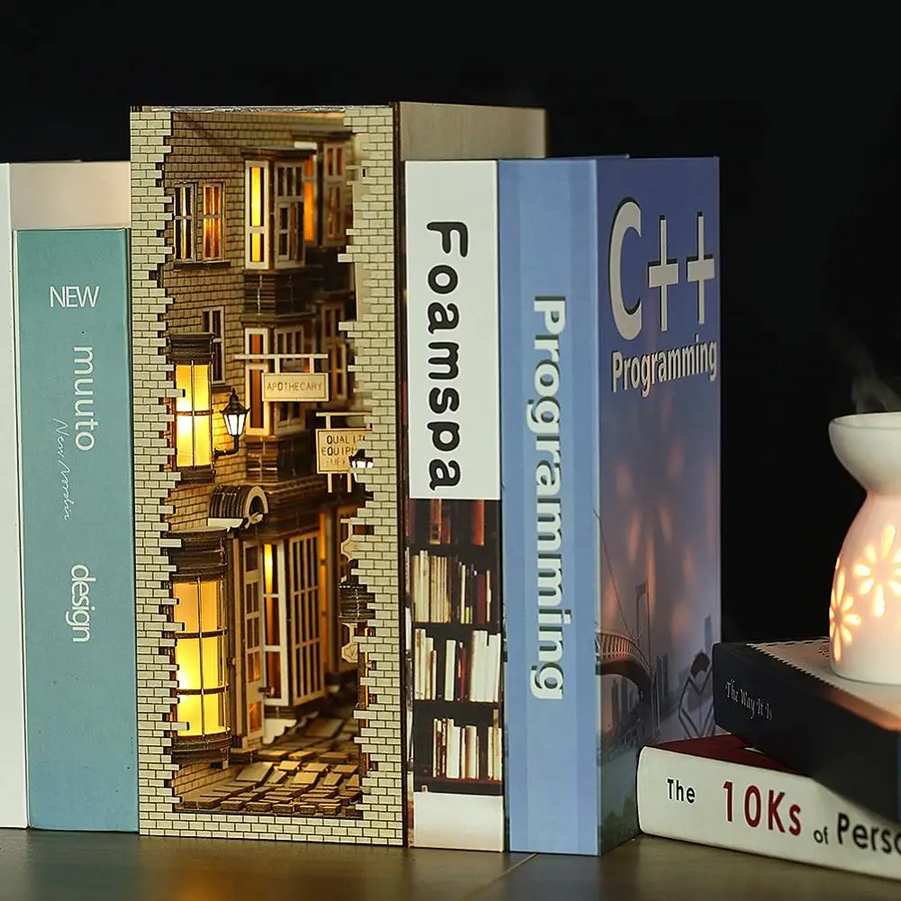 Book Nook Mysterious ancient streets Book Shelf Insert, Booknook, Bookcase with Light Model Building Kit BS01
Book Nook Mysterious ancient streets Book Shelf Insert, Booknook, Bookcase with Light Model Building Kit BS01