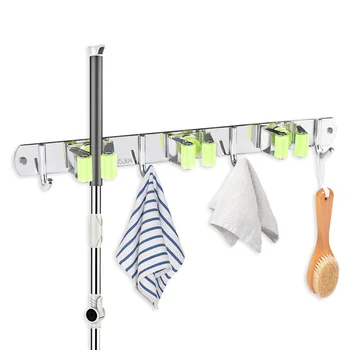 Kitchen 1pc Broom Mop Holder Stainless Steel Wall Mount Organizer Heavy Duty Tools Hanger 3 Racks 4 Hooks Bathroom Closet
Kitchen 1pc Broom Mop Holder Stainless Steel Wall Mount Organizer Heavy Duty Tools Hanger 3 Racks 4 Hooks Bathroom Closet
