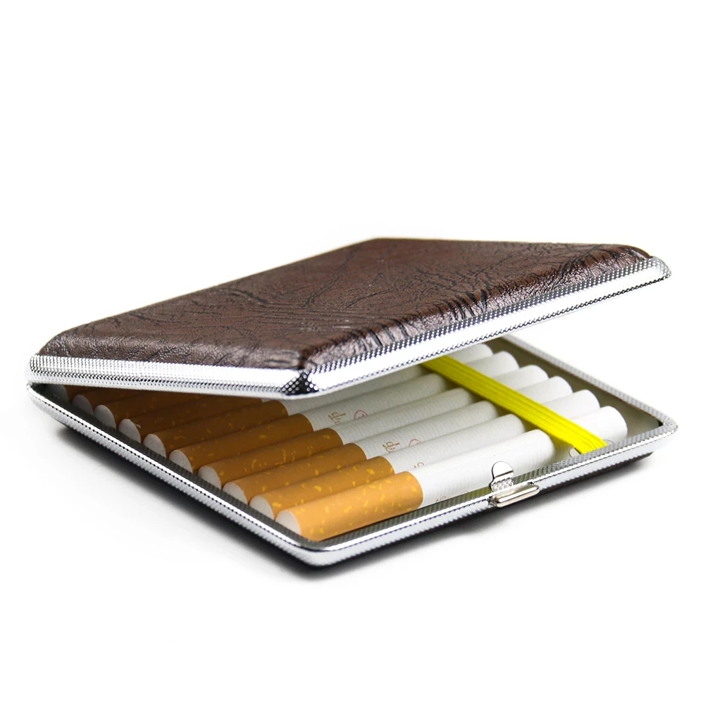Classic Faux PU Leather Cigarette Case Durable Metal Cigarette Box Container Smoking Gadgets Tobacco Holder Case For Men's Gift
Classic Faux PU Leather Cigarette Case Durable Metal Cigarette Box Container Smoking Gadgets Tobacco Holder Case For Men's Gift