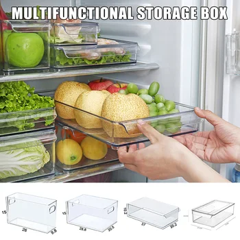 Plastic Kitchen Pantry Cabinet Refrigerator Freezer Food Storage Bins with Handles Transparent JS23
Plastic Kitchen Pantry Cabinet Refrigerator Freezer Food Storage Bins with Handles Transparent JS23