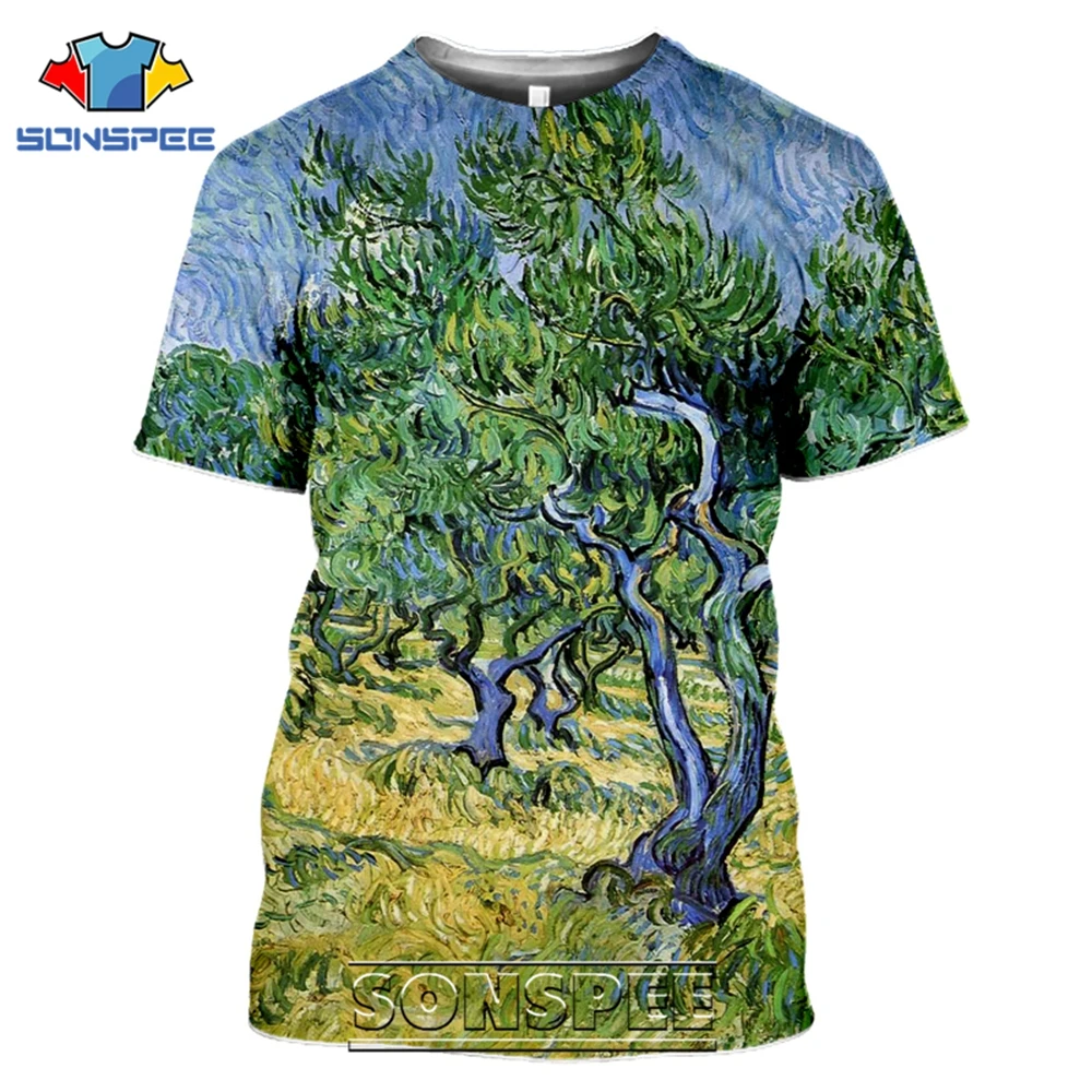 SONSPEE T-shirts Van Gogh 3D Print Men Women Casual Fashion Hip Hop Vintage Short Sleeve Streetwear Starry Night Tees Tops Shirt (5)