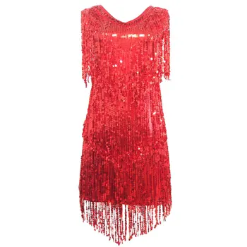 Women Ladies V Neck Sleeveless Sparkling Sequin Tassels Fringe Ballroom Samba Tango Stage Latin Dance Dress Rave Costume
Women Ladies V Neck Sleeveless Sparkling Sequin Tassels Fringe Ballroom Samba Tango Stage Latin Dance Dress Rave Costume
