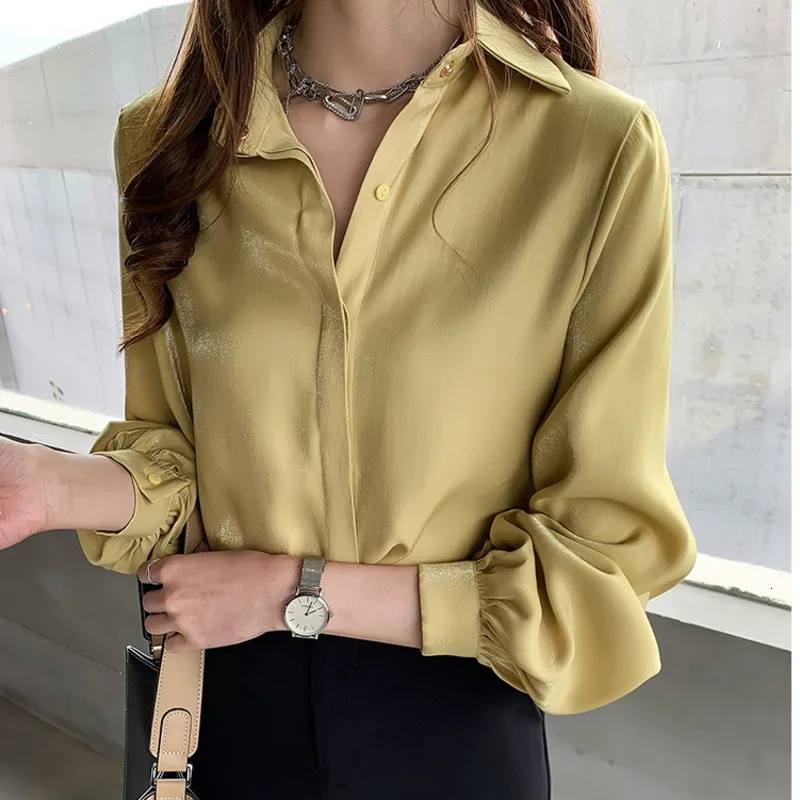 Autumn Women Long Sleeve Shirt Yellow Lapel Lantern Sleeve Cashmere Blouse Concise Style Official Lady Shirt
Autumn Women Long Sleeve Shirt Yellow Lapel Lantern Sleeve Cashmere Blouse Concise Style Official Lady Shirt