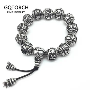 Retro Vintage Tibetan Silver Buddhism Mantras Bracelet Men Amulet Six Words Om Mani Padme Hum Lotus Beads Bracelet For Women
Retro Vintage Tibetan Silver Buddhism Mantras Bracelet Men Amulet Six Words Om Mani Padme Hum Lotus Beads Bracelet For Women