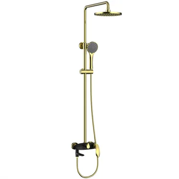 Water outlet production straight European-style all-copper Three-function gold, white, black and chromium shower set with 
Water outlet production straight European-style all-copper Three-function gold, white, black and chromium shower set with