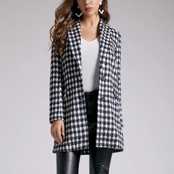 Sbetro Autumn and winter new fashion black and white thousand bird pattern woven plaid coat for women
Sbetro Autumn and winter new fashion black and white thousand bird pattern woven plaid coat for women