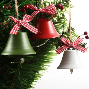 Christmas Bell Ornaments Cute Sleigh Bell Pendants with Plaid Bow lace-up Xmas decor Tree hanging Decorations Round/opening bell 
Christmas Bell Ornaments Cute Sleigh Bell Pendants with Plaid Bow lace-up Xmas decor Tree hanging Decorations Round/opening bell