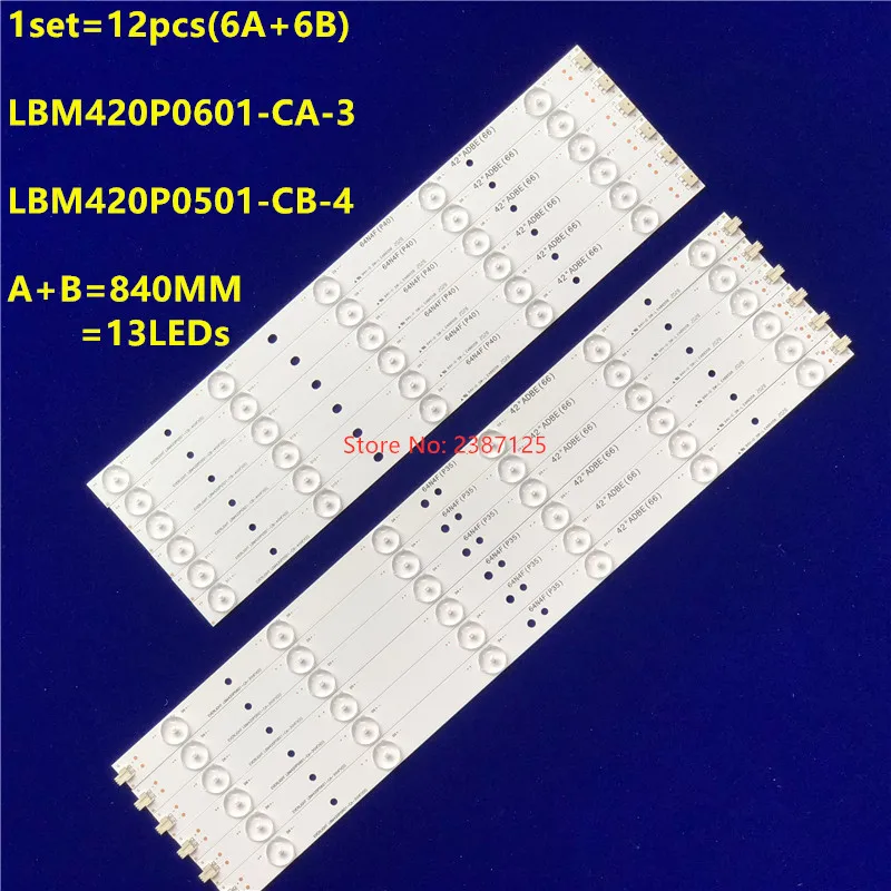 

10set LED Backlight Strip LBM420P0601-CA-3 LBM420P0501-CB-4 For 42pfl3208t/60 42PFL3188H/12 42PFL3218K 42PFL3018T TPT420H2-HVN04