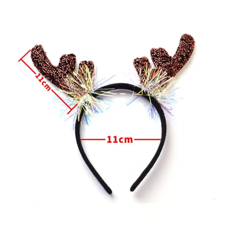 women girl christmas reindeer antler demon horn headband glitter