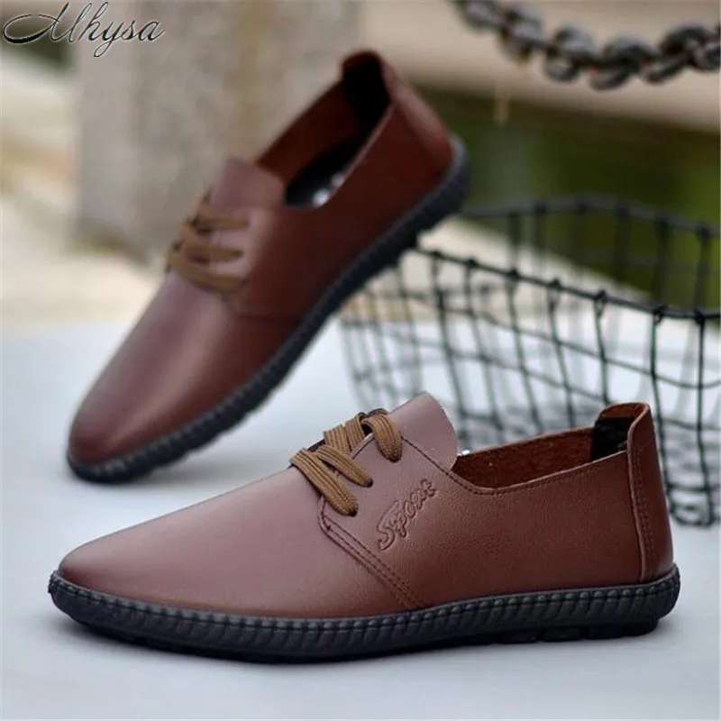 Фото Mhysa 2019 new spring autumn fashion men's leather shoes with non-slip casual flat sneakers L210  | Повседневная обувь (4000143756913)