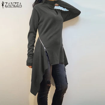 ZANZEA Women Turtleneck Long Sleeve Sweatshirt Autumn Irregular Hem Pullover Solid Basic Blusas Robe Zipper Shirt Casual Tops
ZANZEA Women Turtleneck Long Sleeve Sweatshirt Autumn Irregular Hem Pullover Solid Basic Blusas Robe Zipper Shirt Casual Tops