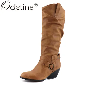Odetina New Women Retro Strange High Heel Comfort Slouch Boots Buckle Strap Slip On Round Toe Thick Heel Distress Mid Calf Boots
Odetina New Women Retro Strange High Heel Comfort Slouch Boots Buckle Strap Slip On Round Toe Thick Heel Distress Mid Calf Boots