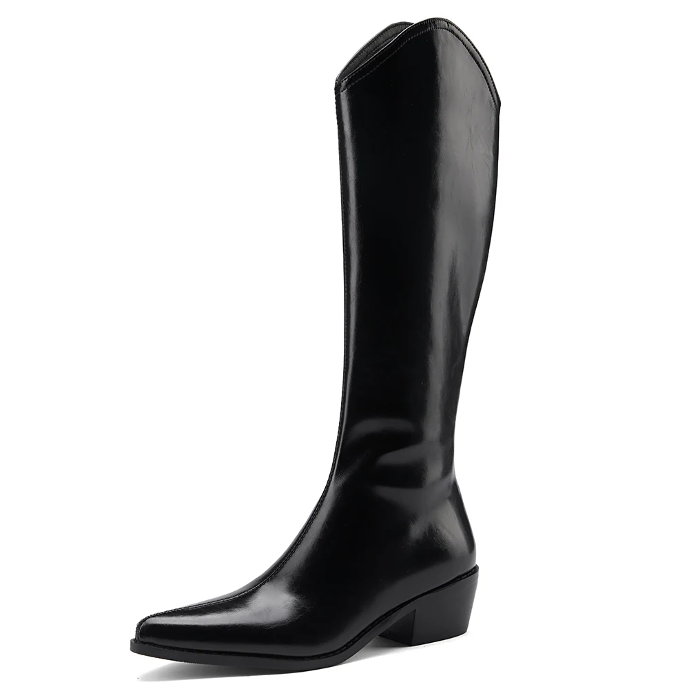 The First Layer Of Leather Pointed Toe Thick Heel PU Knee-Length Boots Leather V-Side Side Zipper Stitched Western Boots Unisex
The First Layer Of Leather Pointed Toe Thick Heel PU Knee-Length Boots Leather V-Side Side Zipper Stitched Western Boots Unisex