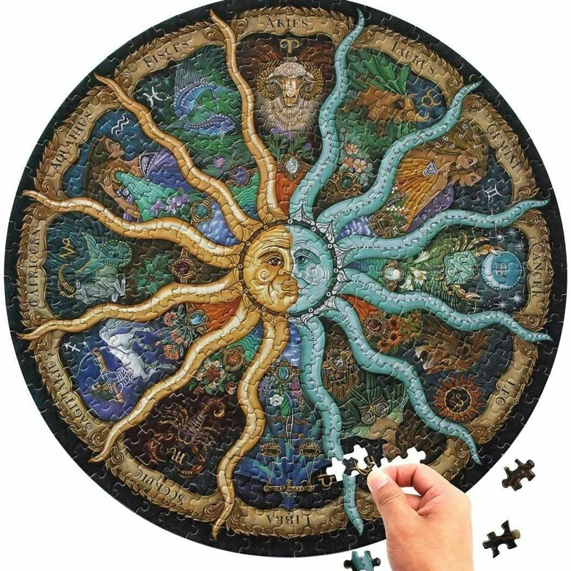 Hot Sell 1000Pcs Reduce Stress Puzzle Zodiac Horoscope Puzzle Puzzle Toys DIY 12 Constellations Circular Jigsaw Paper Puzzles
Hot Sell 1000Pcs Reduce Stress Puzzle Zodiac Horoscope Puzzle Puzzle Toys DIY 12 Constellations Circular Jigsaw Paper Puzzles