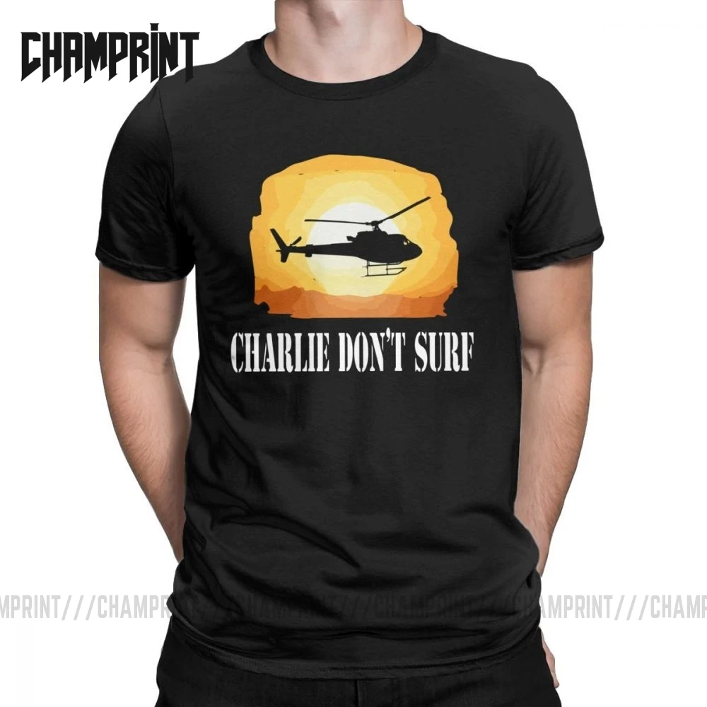 Мужская футболка с надписью calocalypse Now Quote Charlie Don't Surf принтом из 100% хлопка Apocalypse