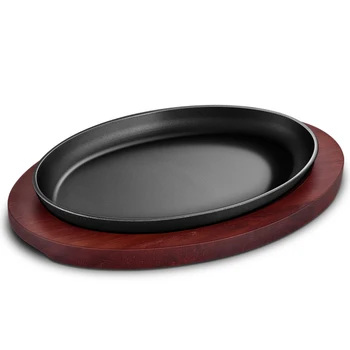 Cast iron BBQ plate Korean barbecue fried steak plate non stick grill fish roasting meat pan household baking pot wooden tray
Cast iron BBQ plate Korean barbecue fried steak plate non stick grill fish roasting meat pan household baking pot wooden tray