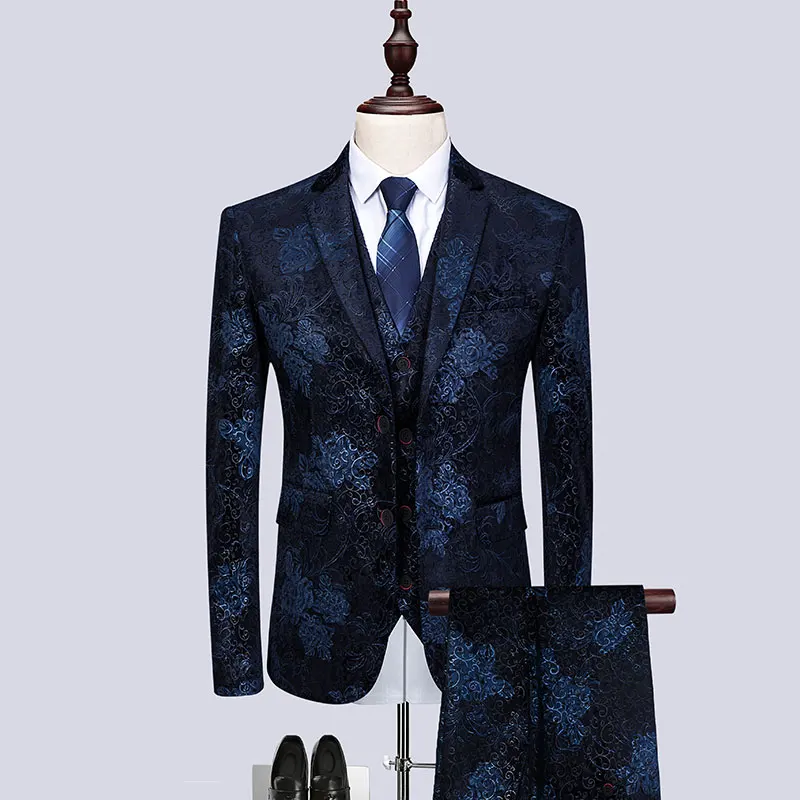 New Brand 2020 High quality Men 3 Pieces Set Suits Slim Fit Fashion Floral Print men Suits Wedding Evening Party Costume homme
New Brand 2020 High quality Men 3 Pieces Set Suits Slim Fit Fashion Floral Print men Suits Wedding Evening Party Costume homme