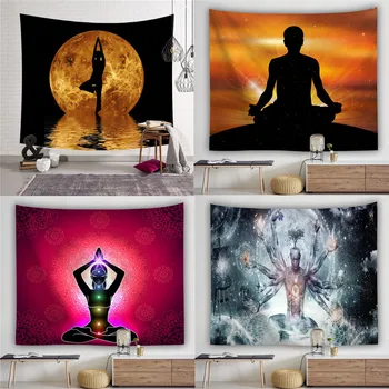 

Dropshiping Indian Mandala Yoga Tapestry Home Decor Wall Hanging Hippie Polyester Blanket Fabric Bedroom 180×230CM With 6M Light