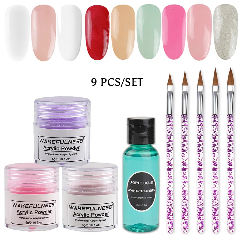 WAKEFULNESS 5g Acrylic Powder Set 9Pcs Acrylic System Nail Powder Kit 30ml Acrylic Liquid Nail Brushes Nail Art Decorations
WAKEFULNESS 5g Acrylic Powder Set 9Pcs Acrylic System Nail Powder Kit 30ml Acrylic Liquid Nail Brushes Nail Art Decorations