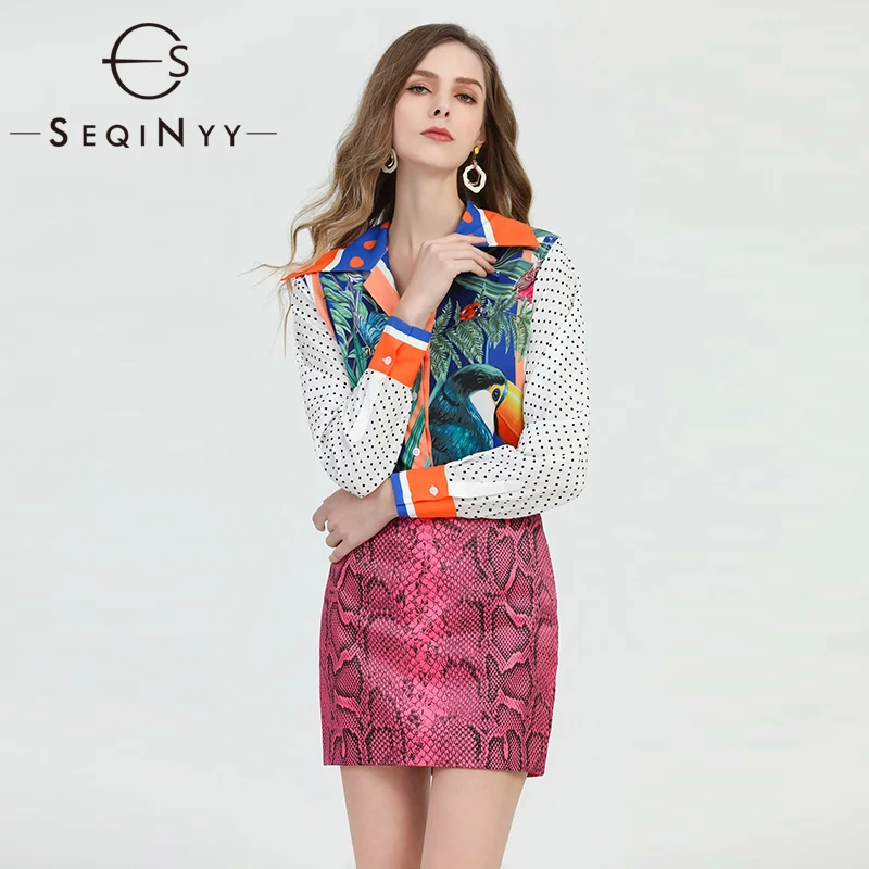 SEQINYY Women Set 2020 Summer Spring New Fashion Design Bird Leaf Green Print Shirt + Python Pattern Pink Mini Skirt High Street
SEQINYY Women Set 2020 Summer Spring New Fashion Design Bird Leaf Green Print Shirt + Python Pattern Pink Mini Skirt High Street