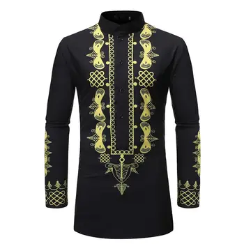 Long sleeve Men's Shirts Pattern print Stand collar Long style Shirt for Men Ethnic style Blouse Men Black Red
Long sleeve Men's Shirts Pattern print Stand collar Long style Shirt for Men Ethnic style Blouse Men Black Red