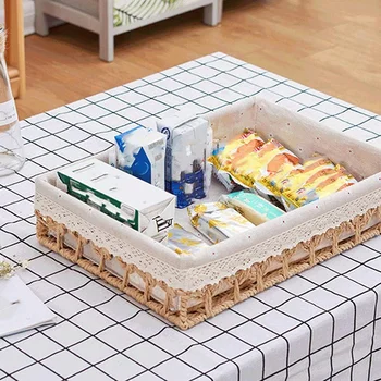 Storage Basket Rattan Snack Key Storage Box Cloth Debris Storage Box Desktop, Khaki, Large
Storage Basket Rattan Snack Key Storage Box Cloth Debris Storage Box Desktop, Khaki, Large