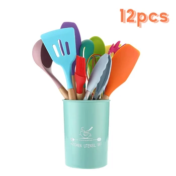 Colorful Silicone Kitchenware Utensils Set High Temperature Resistance Non-stick Spatula Shovel Wooden Handle with Storage Box
Colorful Silicone Kitchenware Utensils Set High Temperature Resistance Non-stick Spatula Shovel Wooden Handle with Storage Box