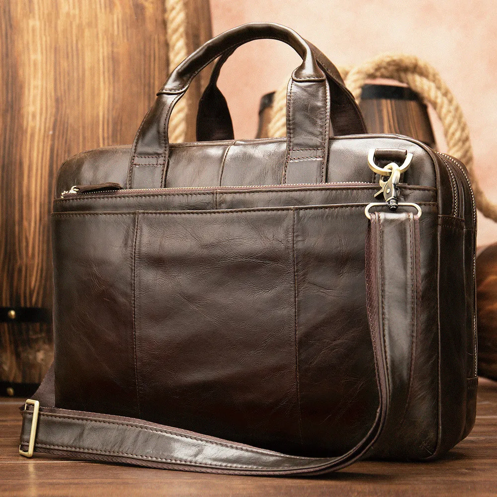 Genuine Leather Computer Bag Vintage Men's Handbag Oil Wax Leather Business Large Capacity Briefcase Cow Leather Shoulder Bag
Genuine Leather Computer Bag Vintage Men's Handbag Oil Wax Leather Business Large Capacity Briefcase Cow Leather Shoulder Bag