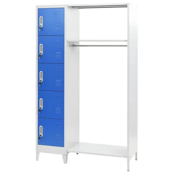 vidaXL Locker Cabinet with Coat Rack Blue and Grey 110x45x180 cm Metal
vidaXL Locker Cabinet with Coat Rack Blue and Grey 110x45x180 cm Metal