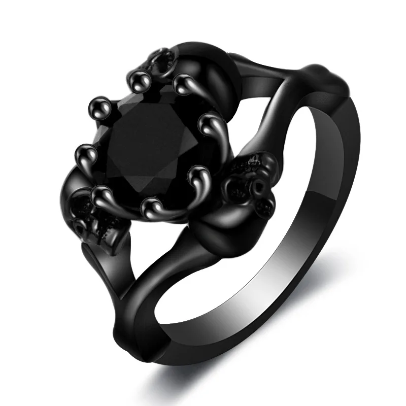 Женские свадебные кольца с черепами готический Цветок фианитом ювелирные