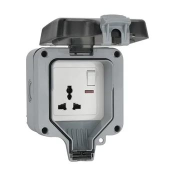 Outdoor waterproof socket IP66 one switch multi-function three-hole 10A with indicator light rainproof charging plug industrial 
Outdoor waterproof socket IP66 one switch multi-function three-hole 10A with indicator light rainproof charging plug industrial