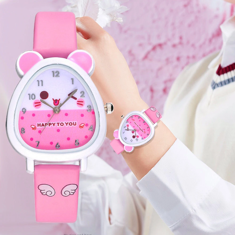 Часы кварцевые для девочек милые розовые Дизайнерские повседневные наручные