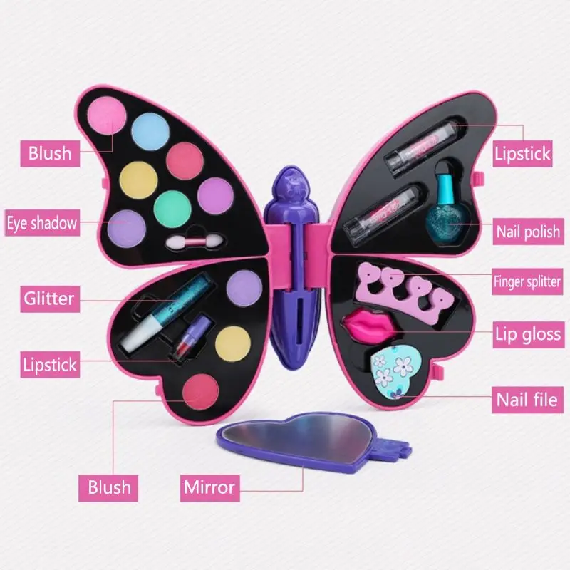 Butterfly Children Cosmetics Set Safe Non-toxic Girl Princess Makeup Eyeshadow Lip Gloss Kit Pretend Play Education Toy E65D
Butterfly Children Cosmetics Set Safe Non-toxic Girl Princess Makeup Eyeshadow Lip Gloss Kit Pretend Play Education Toy E65D