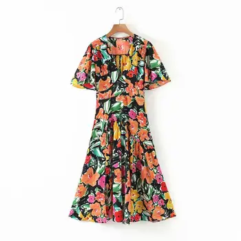 2020 New Women Vintage Colorful Graffiti Print Casual Slim Midi Dress Femme V Neck Hem Pleats Side Split Vestidos Dresses 
2020 New Women Vintage Colorful Graffiti Print Casual Slim Midi Dress Femme V Neck Hem Pleats Side Split Vestidos Dresses