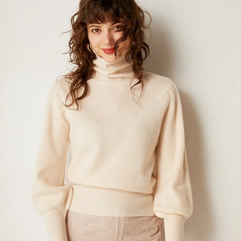 2019 Autumn And Winter New Style High Collar Sweater Women's Loose-Fit Slimming 100 Pure Woollen Sweater Lantern Sleeve Base Swe
2019 Autumn And Winter New Style High Collar Sweater Women's Loose-Fit Slimming 100 Pure Woollen Sweater Lantern Sleeve Base Swe