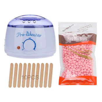 

Electric Hair Removal Wax Wax-melt Machine Heater Hair Removal Sets 100g Wax Beans 10pcs Wood Stickers Waxing Kit Personal Care