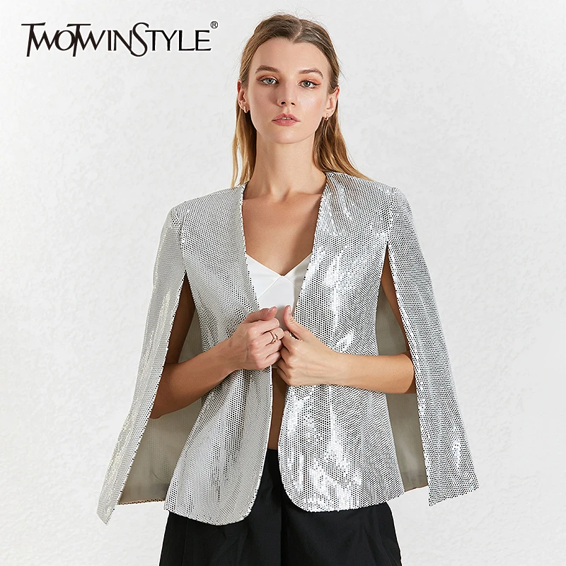TWOTWINSTYLE Sequin Patchwork Women's Blazer Coat V Neck Long Sleeve Cloak Blazers Female Autumn 2019 Fashion New Clothing
TWOTWINSTYLE Sequin Patchwork Women's Blazer Coat V Neck Long Sleeve Cloak Blazers Female Autumn 2019 Fashion New Clothing