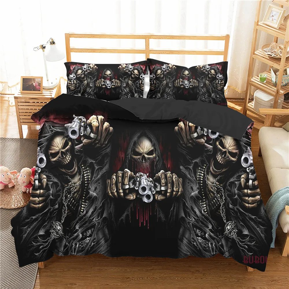 A Set of Bed Linen Bedroom Clothes 3d Skull Skeleton Man Printed Duvet Cover Home Textiles with Pillowcases for Adult
A Set of Bed Linen Bedroom Clothes 3d Skull Skeleton Man Printed Duvet Cover Home Textiles with Pillowcases for Adult