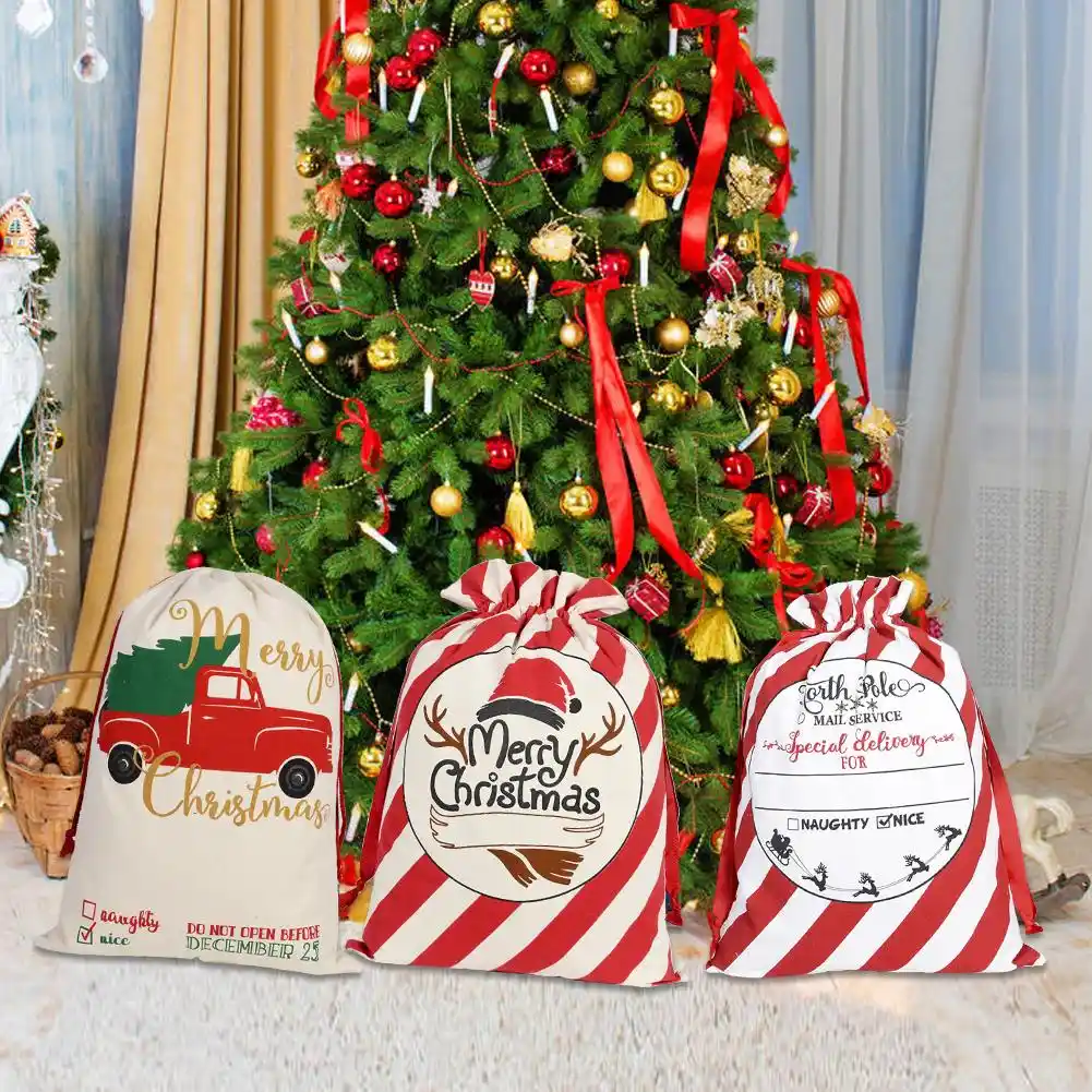 large christmas bag santa sack canvas reusable candy storage bag