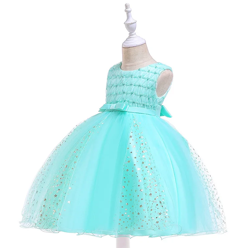 2020 Toddler Girls Mess Ball Gown Dresses Elegant Polka Star Tulle Dress Children Princess Party Wedding Dress 3 5 6 8 9 10 year (3)