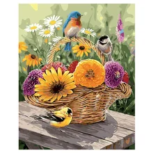 

tapb Flower Basket And Birds DIY Painting By Numbers Adults Handpainted On Canvas Pictures By Numbers Home Wall Art Decor