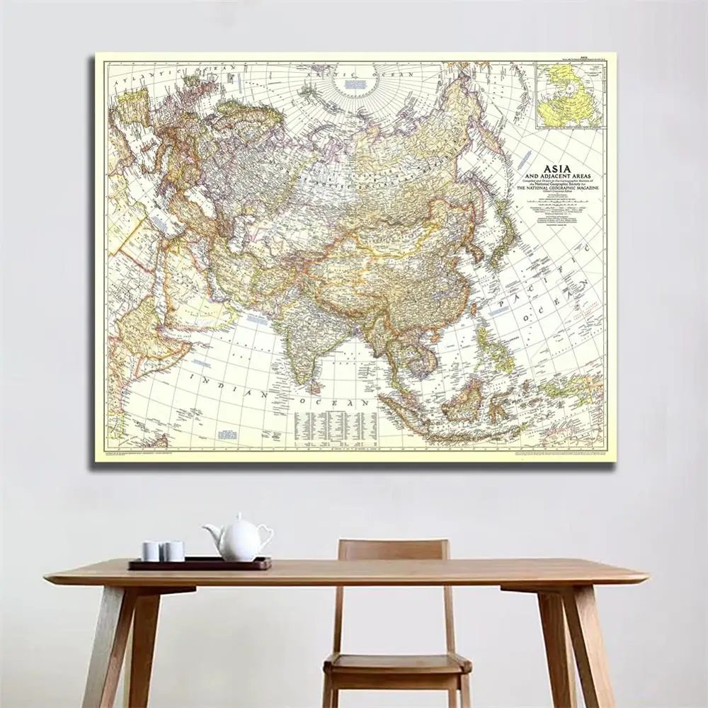A1 Size HD Spray Painting Fine Canvas 1951 Edition Wall Map of Asia And Adjacent Areas For History And Geographic Research
A1 Size HD Spray Painting Fine Canvas 1951 Edition Wall Map of Asia And Adjacent Areas For History And Geographic Research