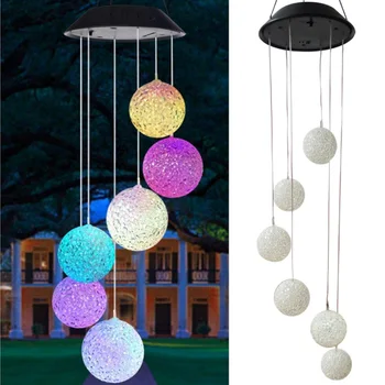 

Solar Crystal Ball Wind Chime Color Changing Mobile LED Solar Wind Chime Outdoor Mobile Hanging Patio Light Porch Deck Garden